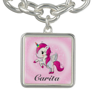 Personalized Unicorn Charm Bracelet