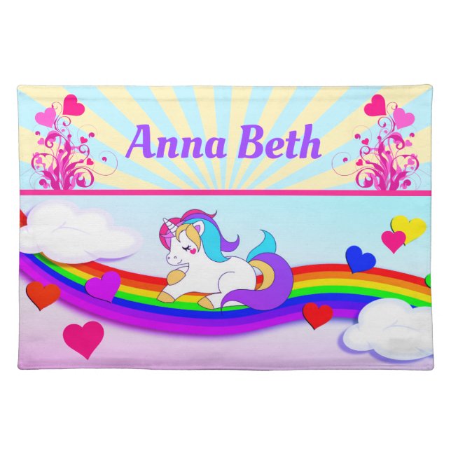 Personalized Unicorn  Cloth Placemat (Front)