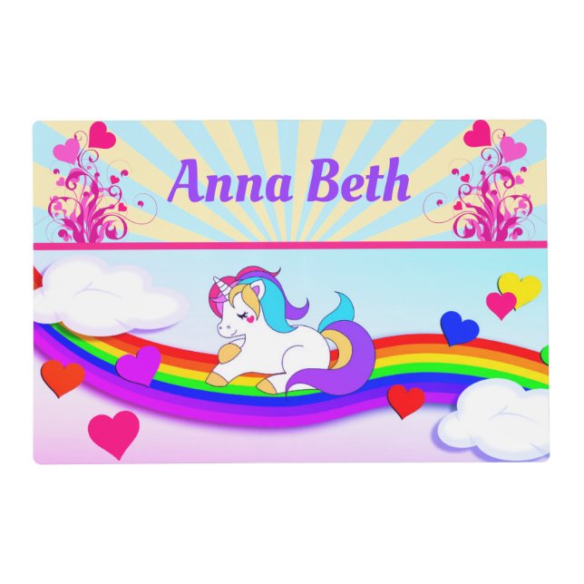 Personalized Unicorn  Cloth Placemat (Front)