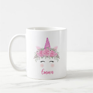 Personalized Unicorn Coffee Mug With Pink Name