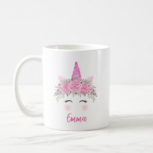 Personalized Unicorn Coffee Mug With Pink Name