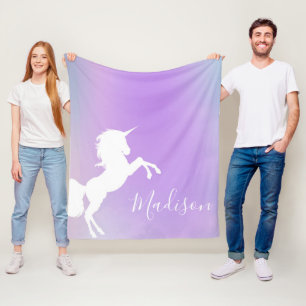 Personalized Unicorn Cotton Candy purple Stylish Fleece Blanket