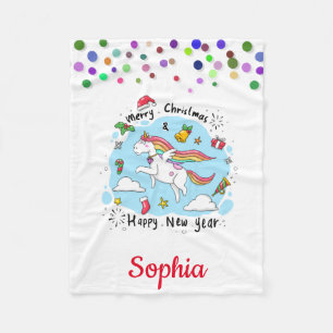Personalized Unicorn Doodle with Pony Fleece Blanket