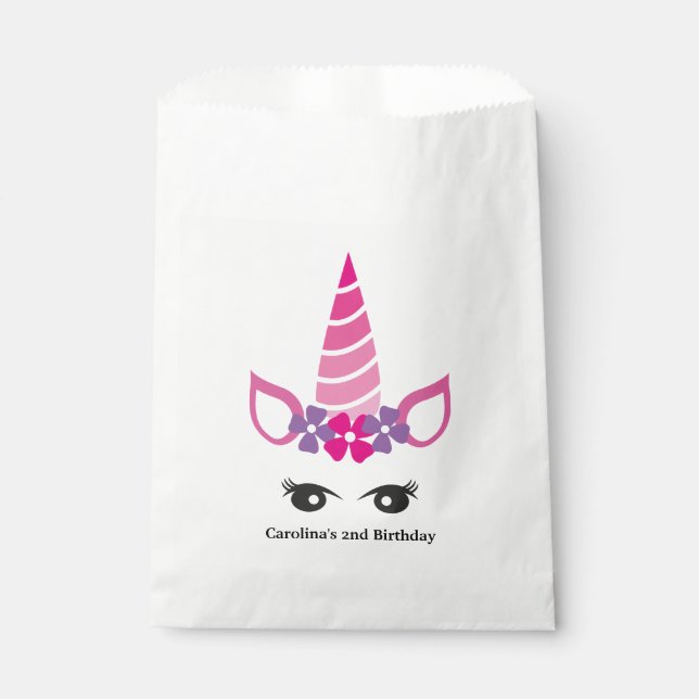 Personalized Unicorn Face Favor Bag (Front)