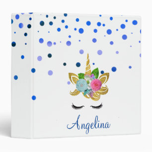 Personalized Unicorn Face Glitter Photo Album 3 Ring Binder