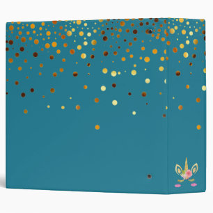 Personalized Unicorn Face Gold Glitter Photo Album 3 Ring Binder