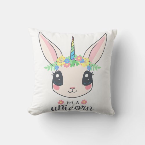 Personalized Unicorn Face with Pony Throw Pillow