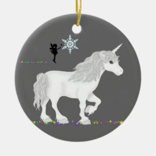 Personalized Unicorn, Fairy and Christmas Tree Ceramic Ornament