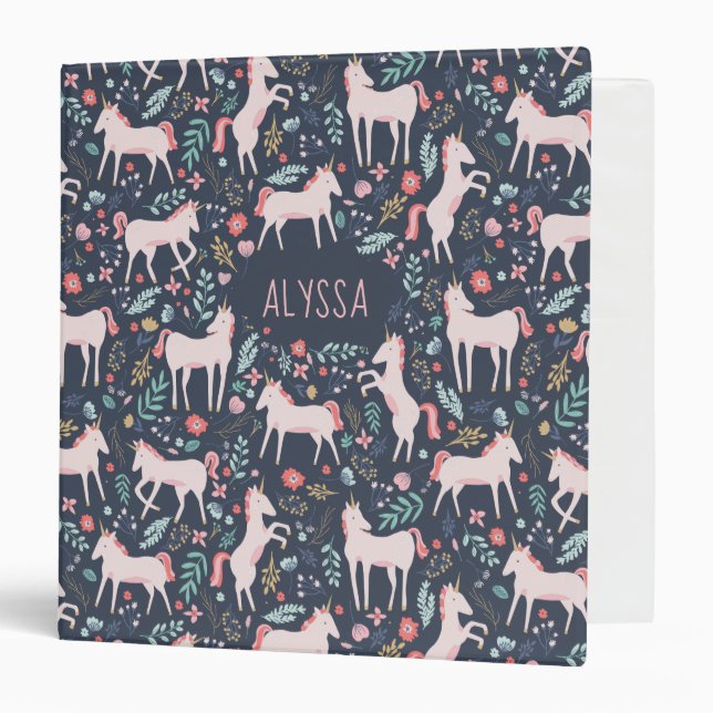 Personalized Unicorn Fields 3 Ring Binder (Front/Inside)