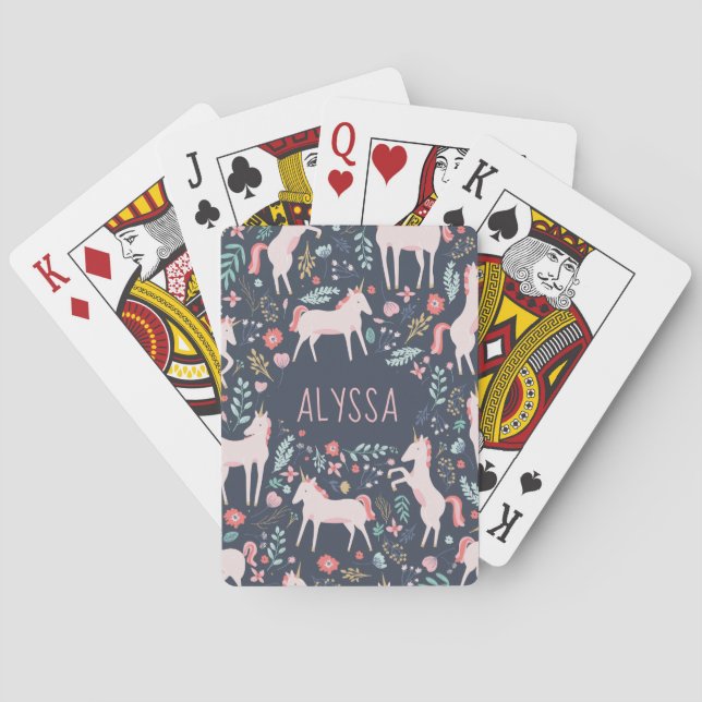Personalized Unicorn Fields Poker Cards (Back)