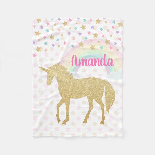Personalized Unicorn Fleece Blanket (Front)