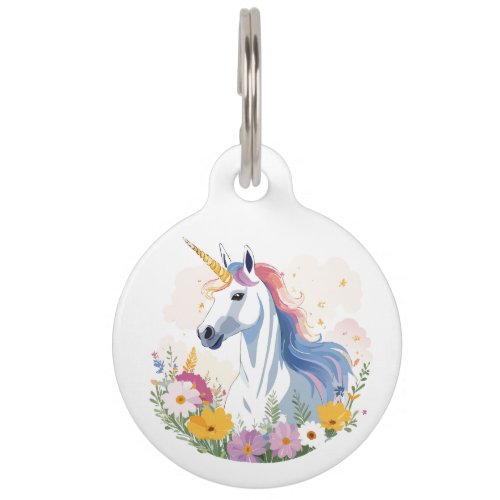 Personalized Unicorn Flowers Fairytale Pet ID Tag