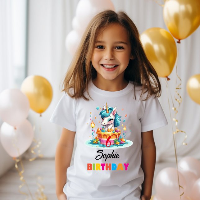 Personalized Unicorn Girl Birthday Party T-Shirt (Creator Uploaded)