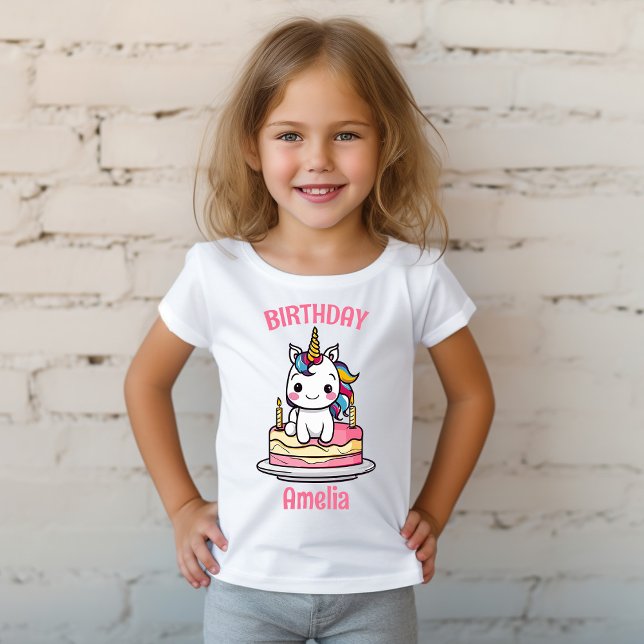 Personalized Unicorn Girl Birthday Party  T-Shirt (Creator Uploaded)