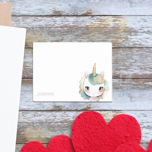 Personalized Unicorn Girl with Name Post_it Notes