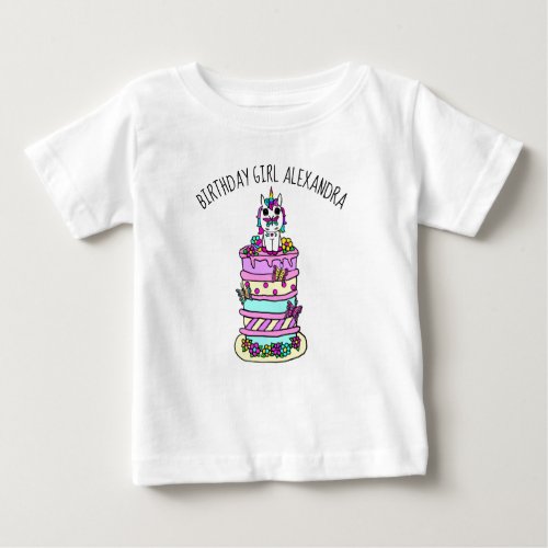 Personalized Unicorn Girls Birthday Baby T_Shirt