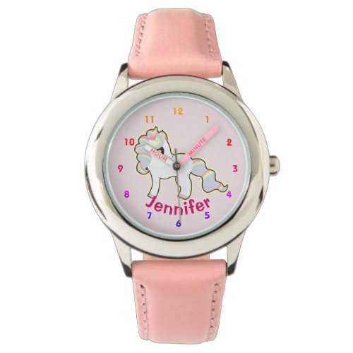 Personalized UNICORN Girls watch pink - add name