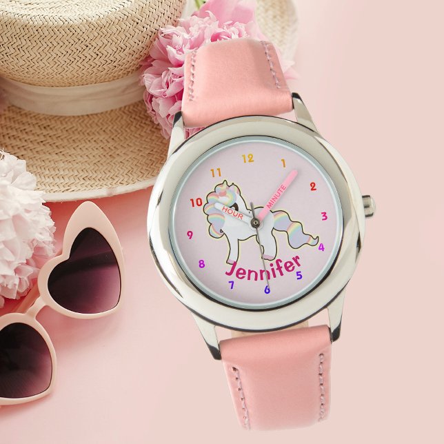 Personalized UNICORN Girls watch pink - add name (Creator Uploaded)