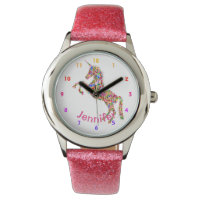 Personalized UNICORN Girls watch PINK GLITTER