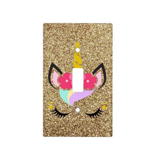Personalized Unicorn Gold Light Switch Plate Cover (Front)