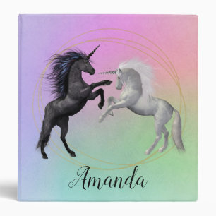 Personalized Unicorn Gold Realistic 3 Ring Binder