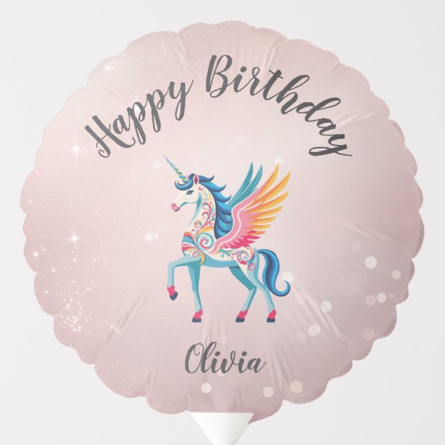 Personalized Unicorn Happy Birthday Balloon (Front)