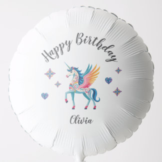 Personalized Unicorn Happy Birthday Balloon