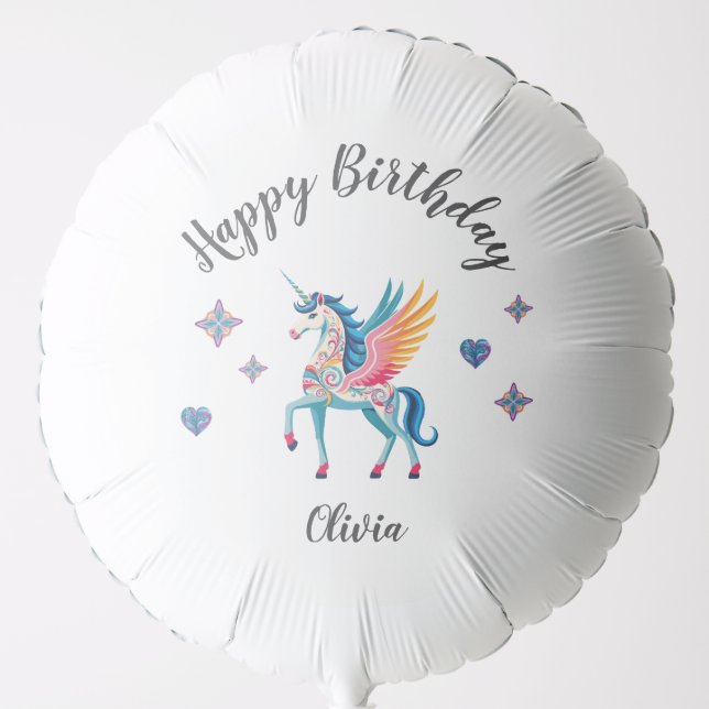 Personalized Unicorn Happy Birthday Balloon (Front)