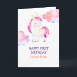 Personalized Unicorn Happy Birthday Girls Card<br><div class="desc">Personalized Unicorn Happy Birthday Girls</div>