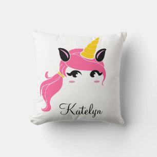 Personalized Unicorn Head Throw Pillow