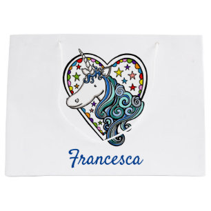 Personalized Unicorn Heart Large Gift Bag