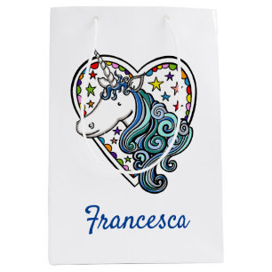Personalized Unicorn Heart Medium Gift Bag