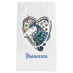 Personalized Unicorn Heart Small Gift Bag