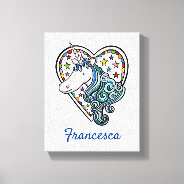 Personalized Unicorn Heart Stretched Canvas Print (Front)