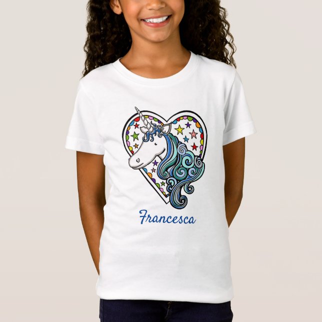 Personalized Unicorn Heart T-Shirt (Front)