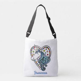 Personalized Unicorn Heart Tote Bag