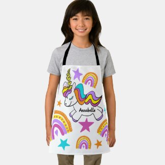 Personalized Unicorn Hearts Stars Rainbows Apron