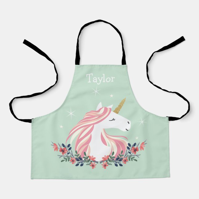 Personalized Unicorn Kids Apron (Front)