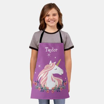 Personalized Unicorn Kids Apron by OS_Designs at Zazzle