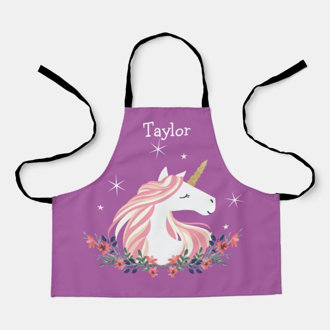 Personalized Unicorn Kids Apron (Front)