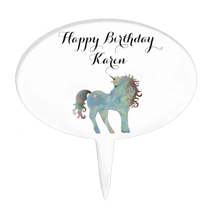 Personalized Unicorn Lovers Happy Birthday Cake Topper Zazzle Com