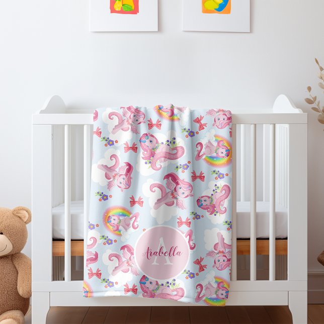 Personalized Unicorn Magical Pink Girly Rainbow Baby Blanket (Personalized Unicorn Magical Pink Girly Rainbow Baby Blanket)