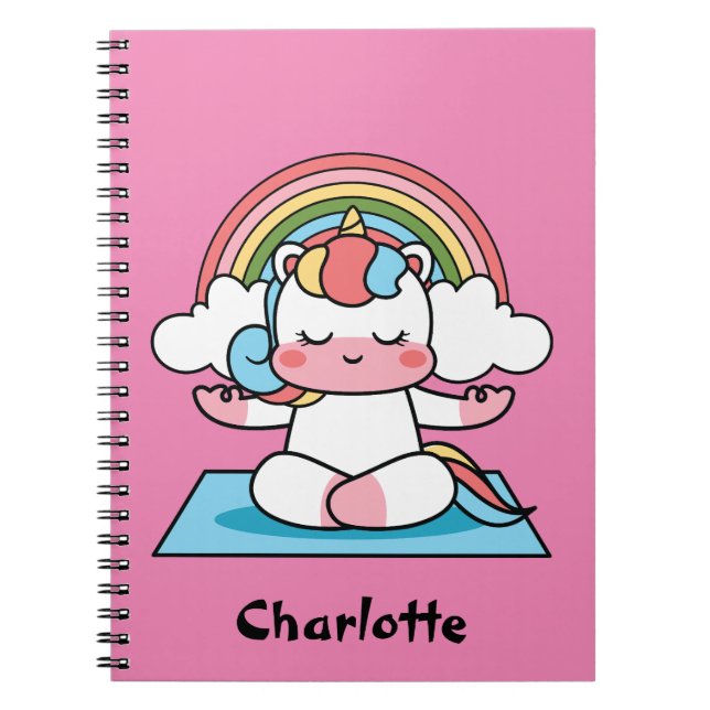 Personalized Unicorn Meditation  Notebook (Front)