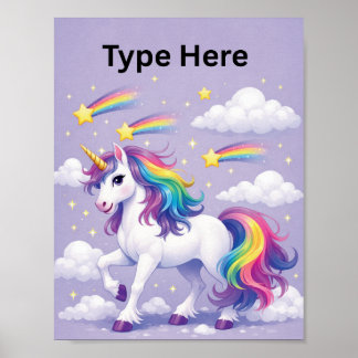 Personalized Unicorn Name Poster – (Purple)
