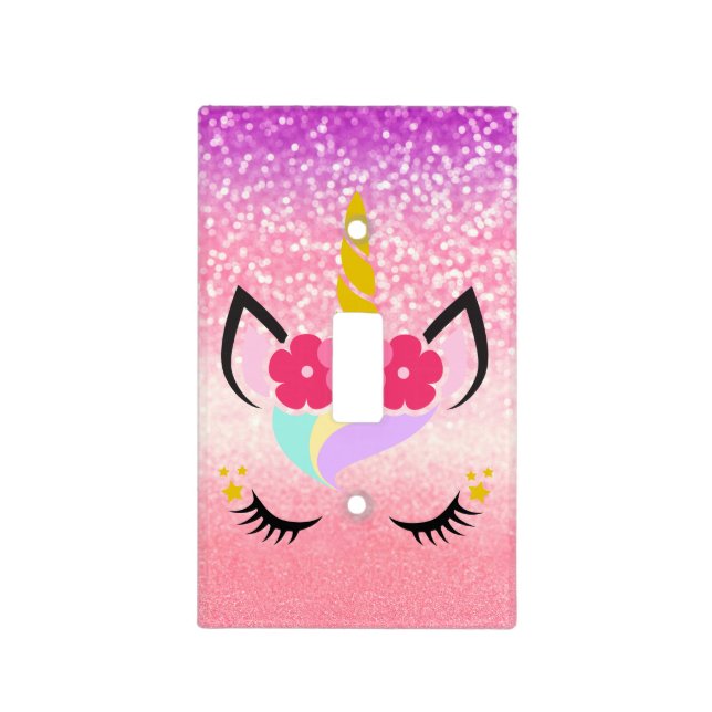 Personalized Unicorn Ombr Light Switch Plate Cover (Front)