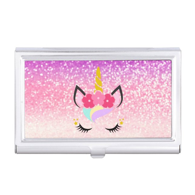 Personalized Unicorn Ombre Business Card Holder (Front)