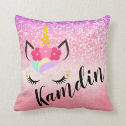 Personalized Unicorn Ombre Fade Glitter Pillow