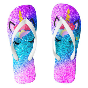 Personalized Unicorn Ombre Glitte Flipflop Sandals