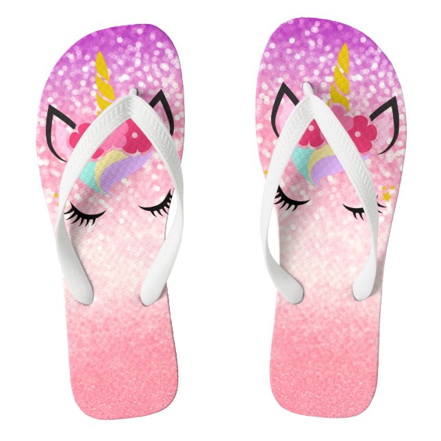 Personalized Unicorn Ombre Glitte Flipflop Sandals (Footbed)