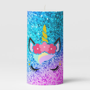 Personalized Unicorn Ombre Glitter 3"x6" Candle